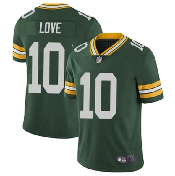 Men's Green Bay Packers #10 Jordan Love Green NFL Stitched Jersey Men's Green Bay Packers #10 Jordan Love Green NFL Stitched Jersey